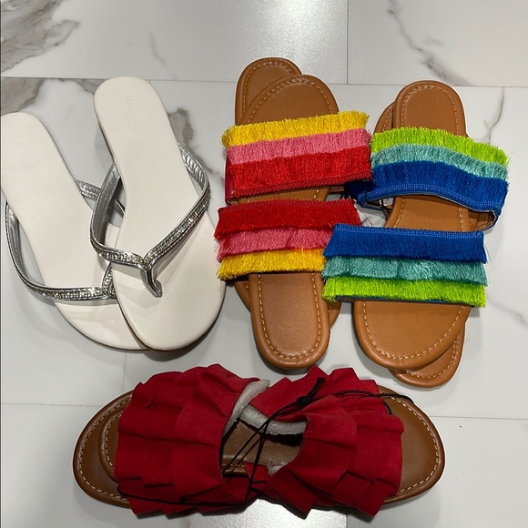 New Colorful Sandals and White Flip Flops - Picture 1 of 1